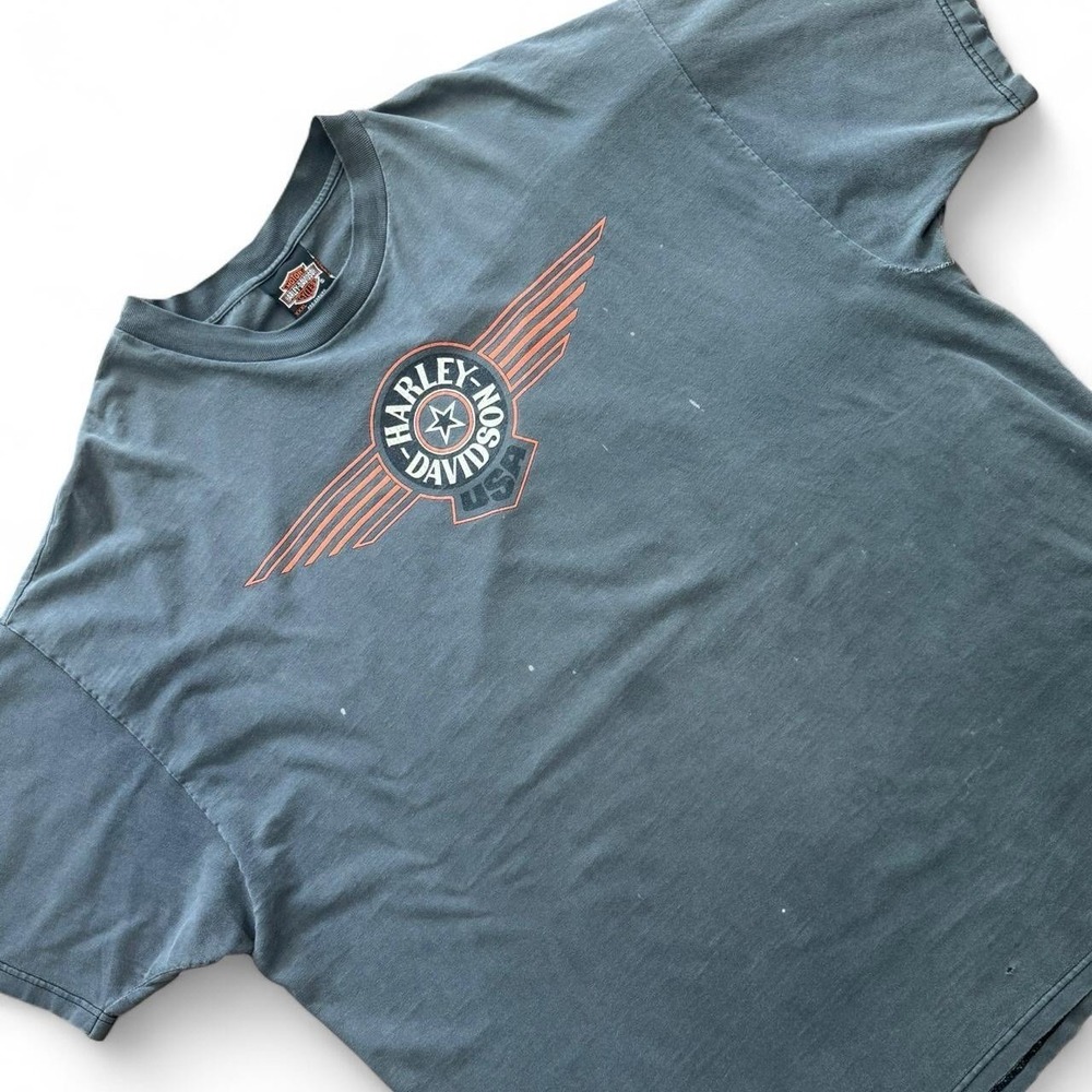 Vintage 90s Harley Davidson Distressed Albuquerque New Mexico Biker T-shirt 3XL - Picture 2 of 8